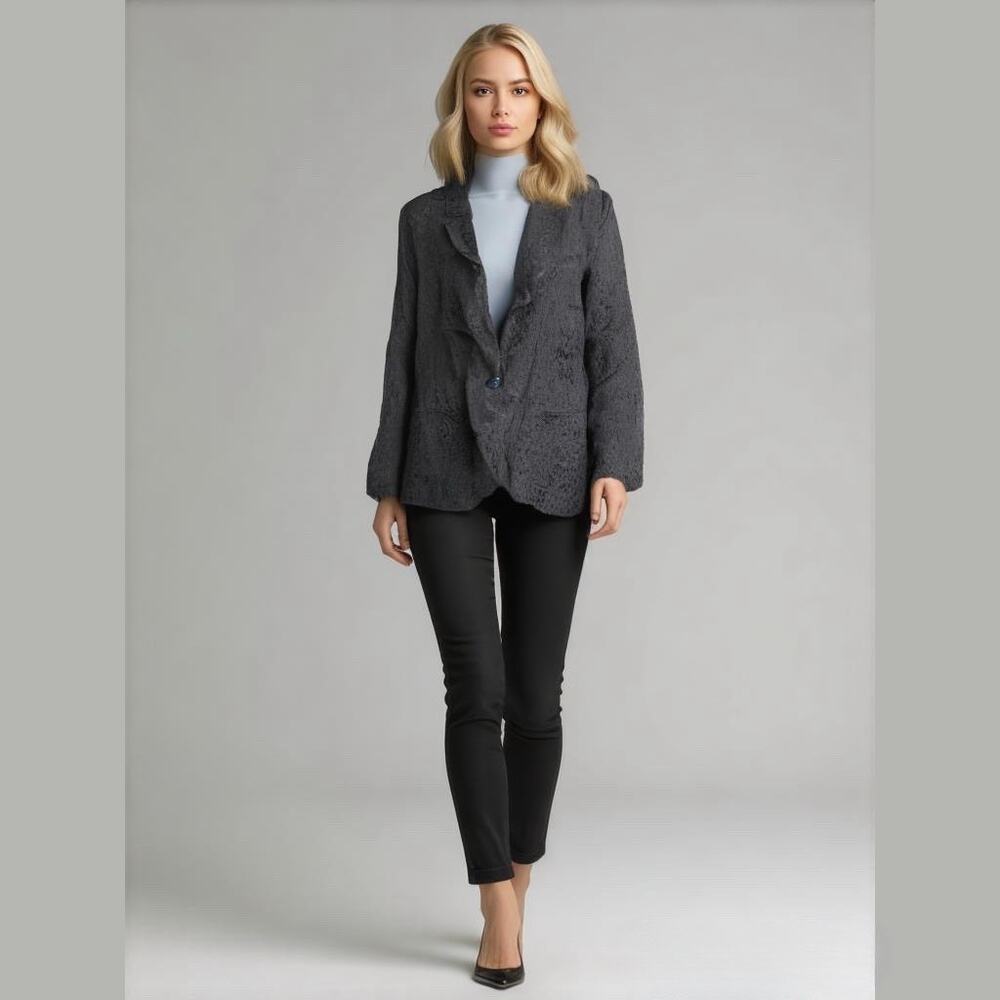 Johnston & Murphy Silky Animal Print Blazer Black Jacquard One-Button S NWT